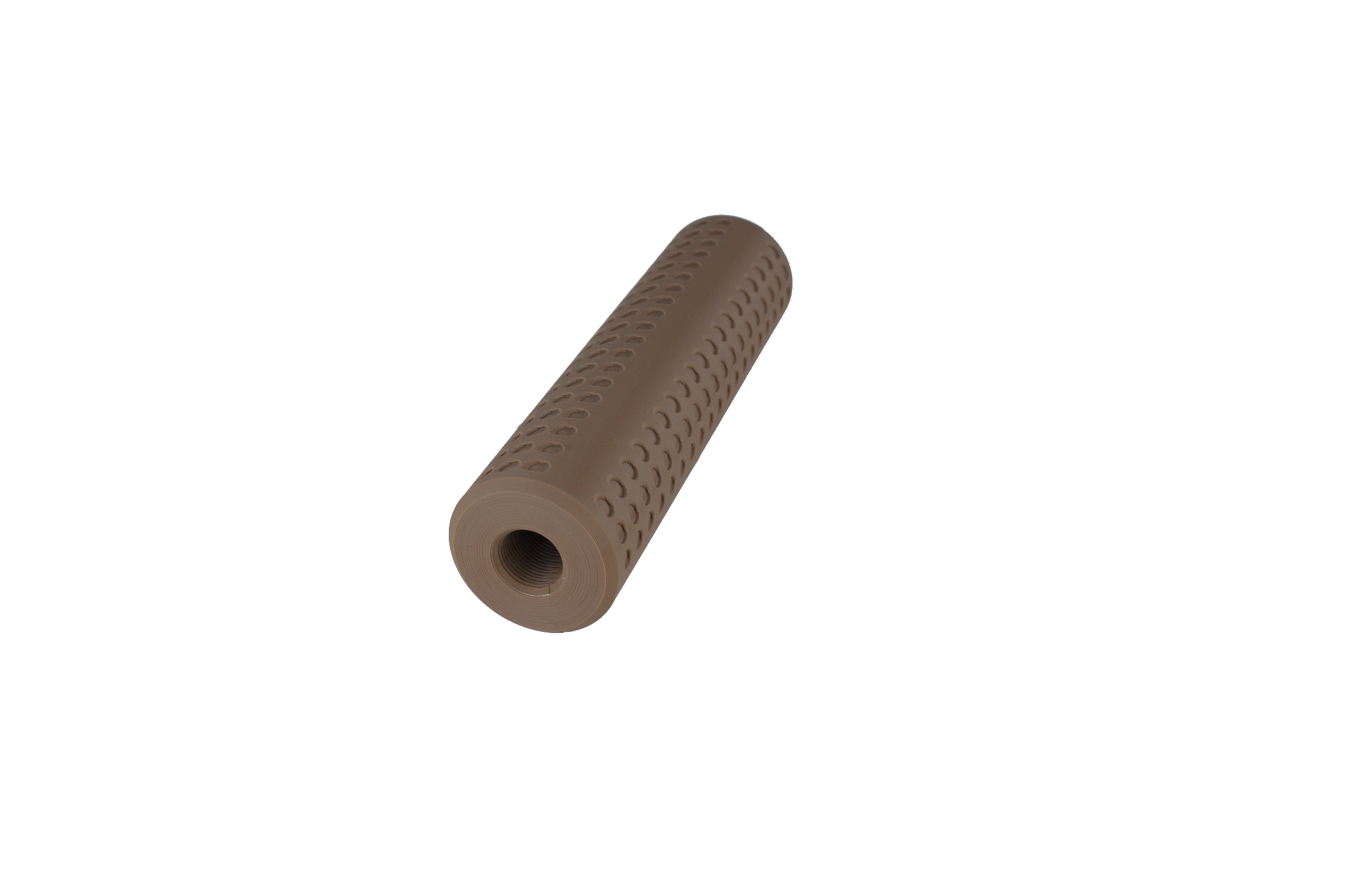 MJM-14 Perforated (Slim fit 30mm OD) Airsoft Mock Suppressor 14mm CCW FDE (Flat Dark Earth)