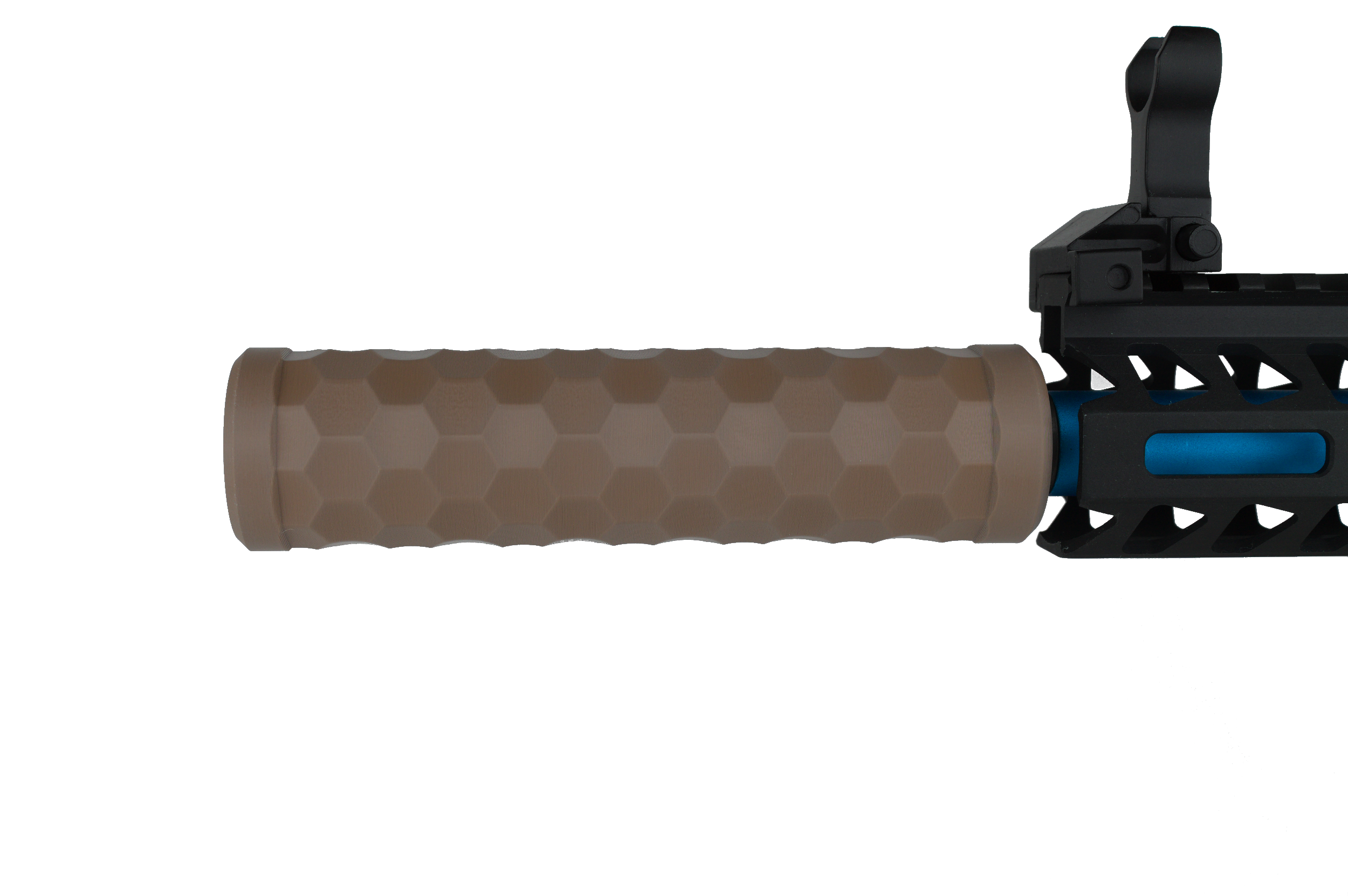 MJM-3 Hexagon Airsoft Mock Suppressor 14mm CCW FDE (Flat Dark Earth)