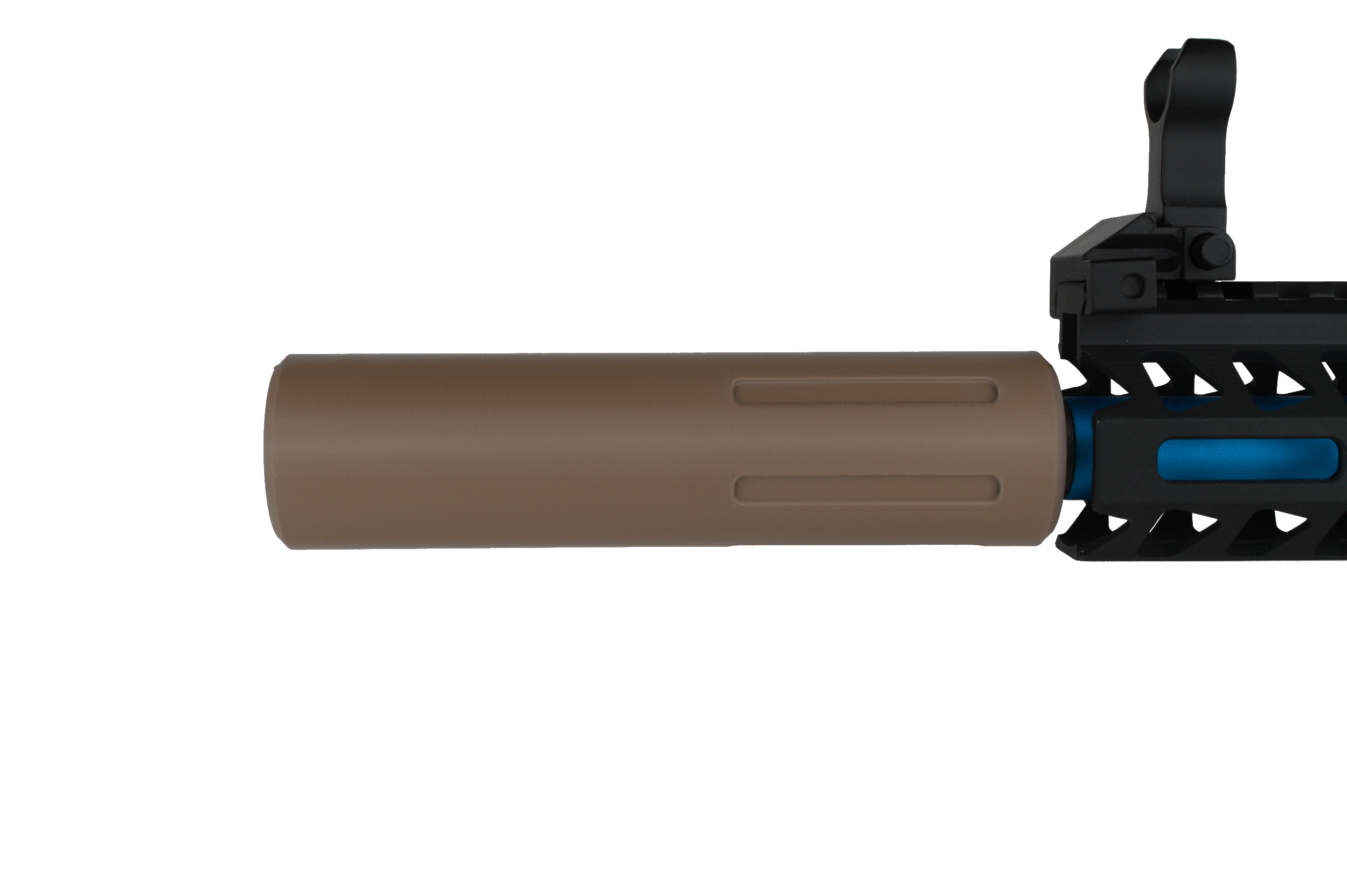 MJM-7 Straight Flute Airsoft Mock Suppressor 14mm CCW FDE (Flat Dark Earth)